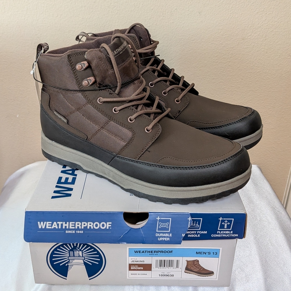 New Weatherproof Men's Sneakerboot Boots Brown‎ Size 13